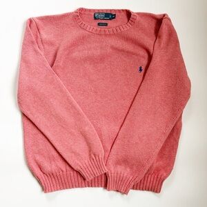 Vintage Ralph Lauren Cotton Knit Sweater Heathered Salmon Pink XL